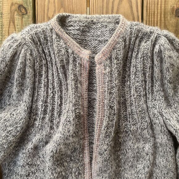 Vintage 1980s Handwoven Wool Cardigan - Open Front - Puff Shoulders - Picture 4 of 13